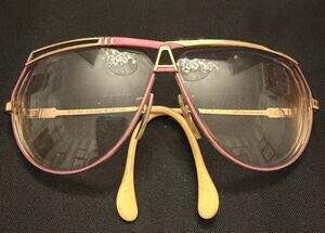 RARE Vintage Cazal Model 954 Aviator Sunglasses 80s 90s Pink & Gold 67/9/130